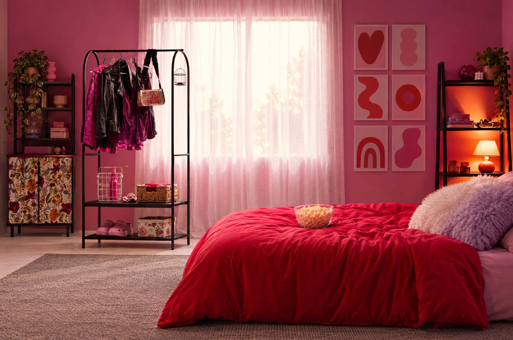 A pink bedroom