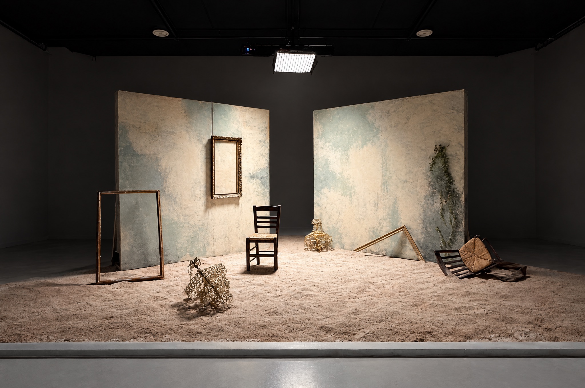 A set with sand and painted flats