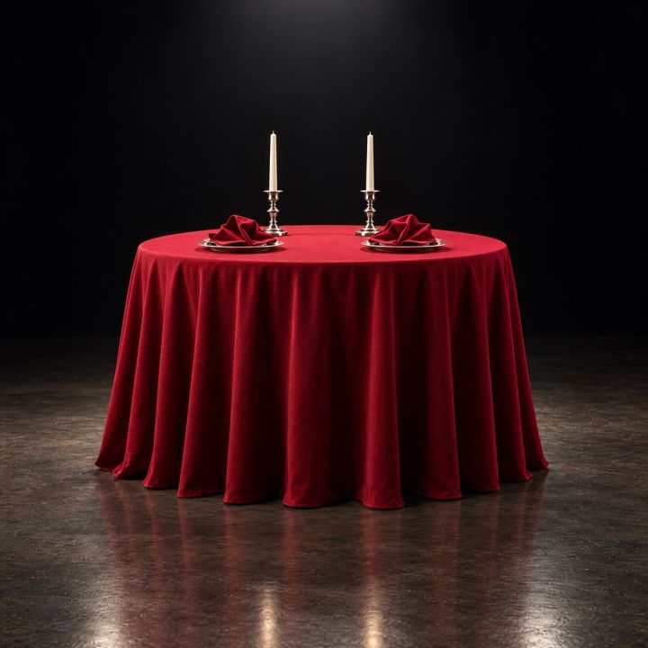 Round table with red cloth