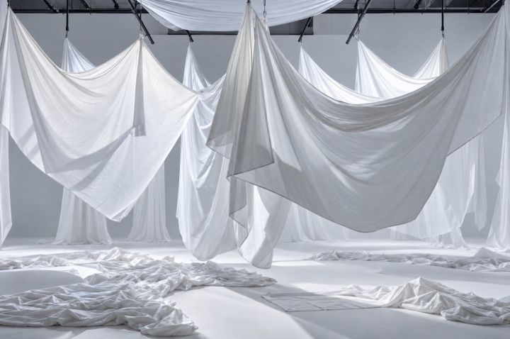 White fabrics set