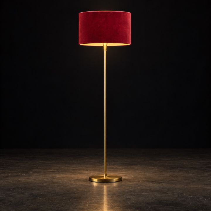 Floor lamp with red shade